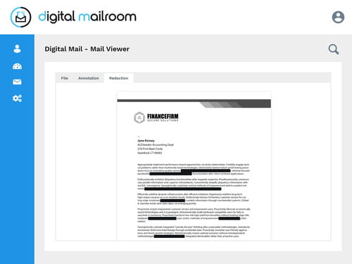Virtual Mail redaction